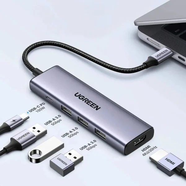 1200x1200_02 (1) Hub Ugreen Usbc Hdmi 4k 5 En 1 Con 3 Usb3.0 + UsbC
