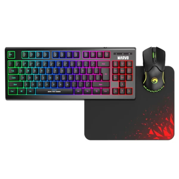 Combo Marvo Cm310 Teclado Sp Mouse + Pad Bk Bk