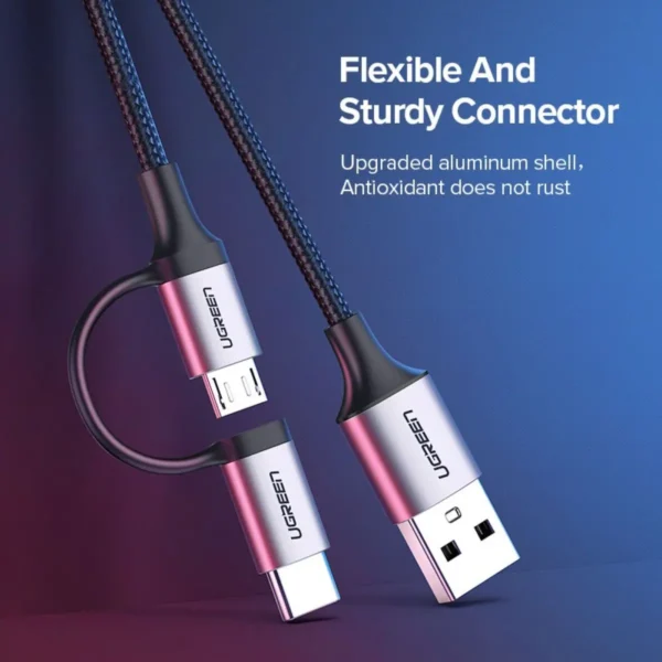1200x1200_02 Cable Ugreen 2 En 1 Usb-a A Usb-c Y Micro Usb