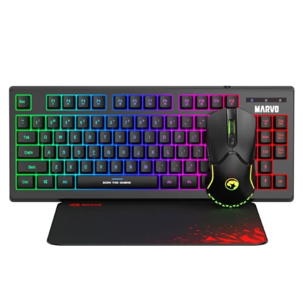 Combo Marvo Cm310 Teclado Sp Mouse + Pad Bk Bk